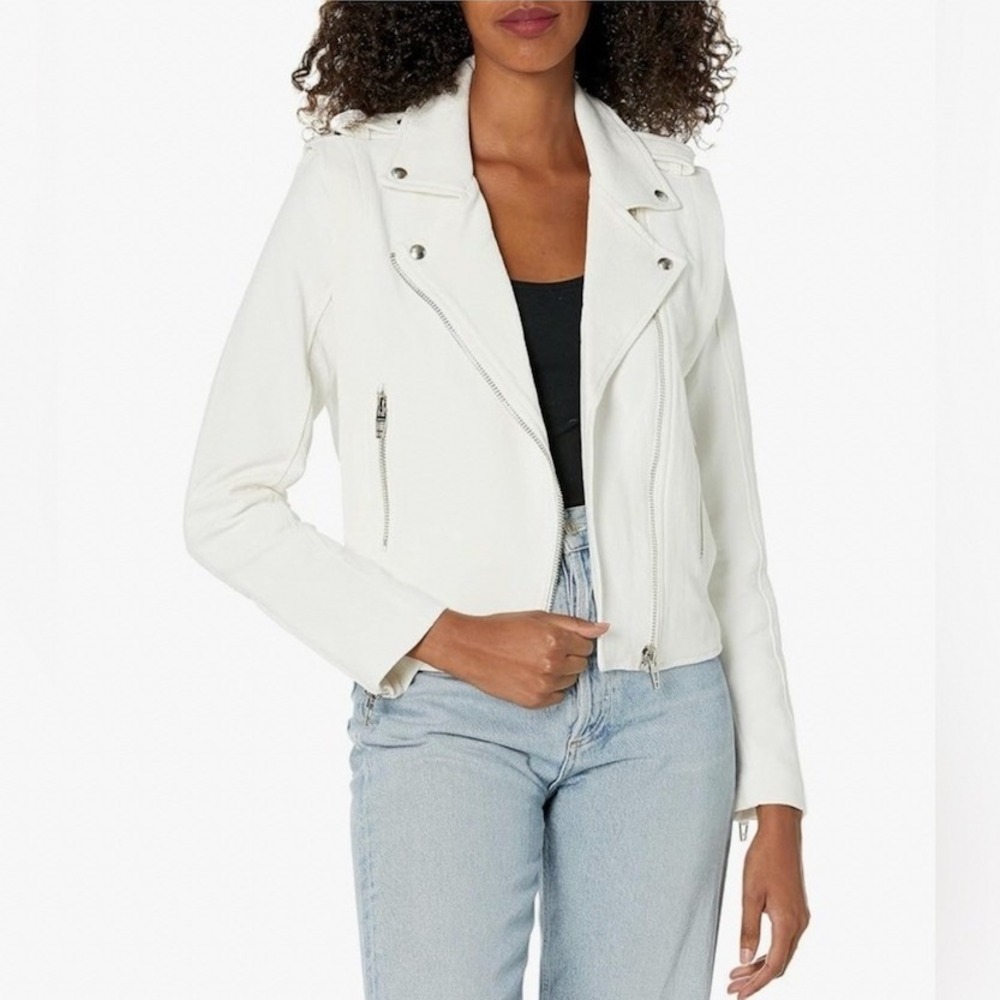 BlankNYC White Life Changer Moto Jacket Textured Mesh Panel Biker XS